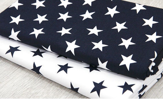 Stars Oxford Cotton Fabric Navy and White Stars Home by landofoh