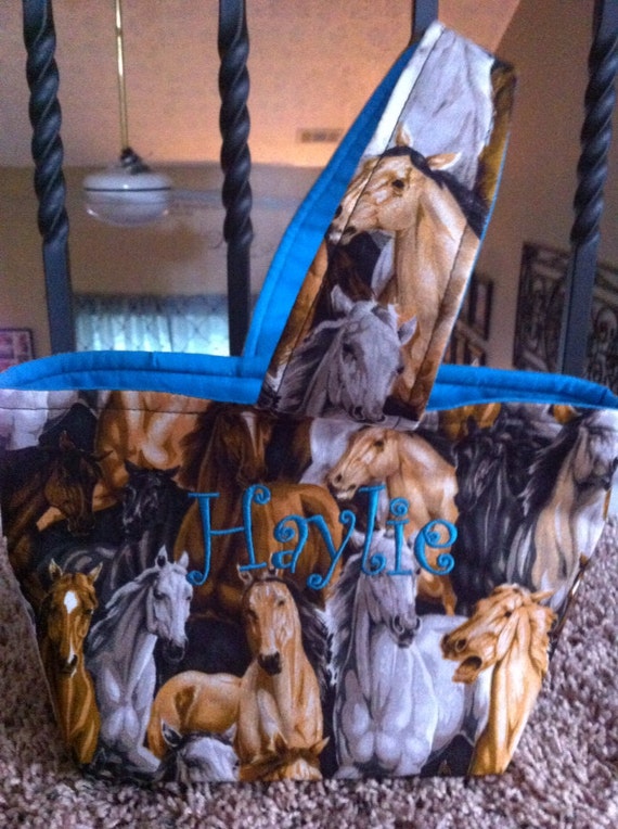 Items similar to SALE ***** Horse and teal Fabric Easter Basket on Etsy