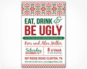 Ugly Sweater Invitation - PRINTABLE DIY Digital File - Tacky Ugly Christmas Sweater Party Invite - Green Red Il_170x135
