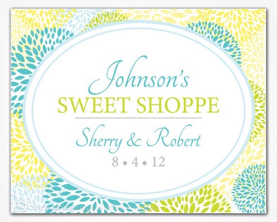 Floral Sign - Custom Colors, Fonts - PRINTABLE PDF File Candy Buffet, Dessert Table Garden Party Wedding Bridal Shower - Floral Collection Il_570xn