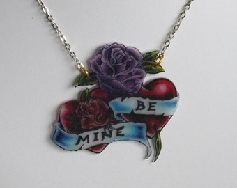 Quirky tattoo necklace Be Mine