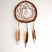 Dream Catcher - Tree of Life - With White Tree Amulet and Painted Gold-White Feathers - Nursery Home Decor, Mobile