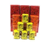 Soviet vintage tin food containers container UNUSED red orange yellow new old stock