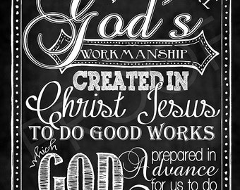 Scripture Art Matthew 25:34-36 Chalkboard Style