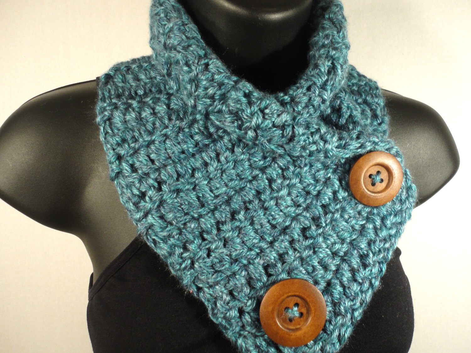 Crochet Scarf Crochet Cowl Neck Warmer Button Scarf