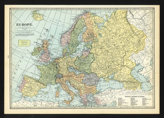 Vintage Map of Europe From 1935 Original