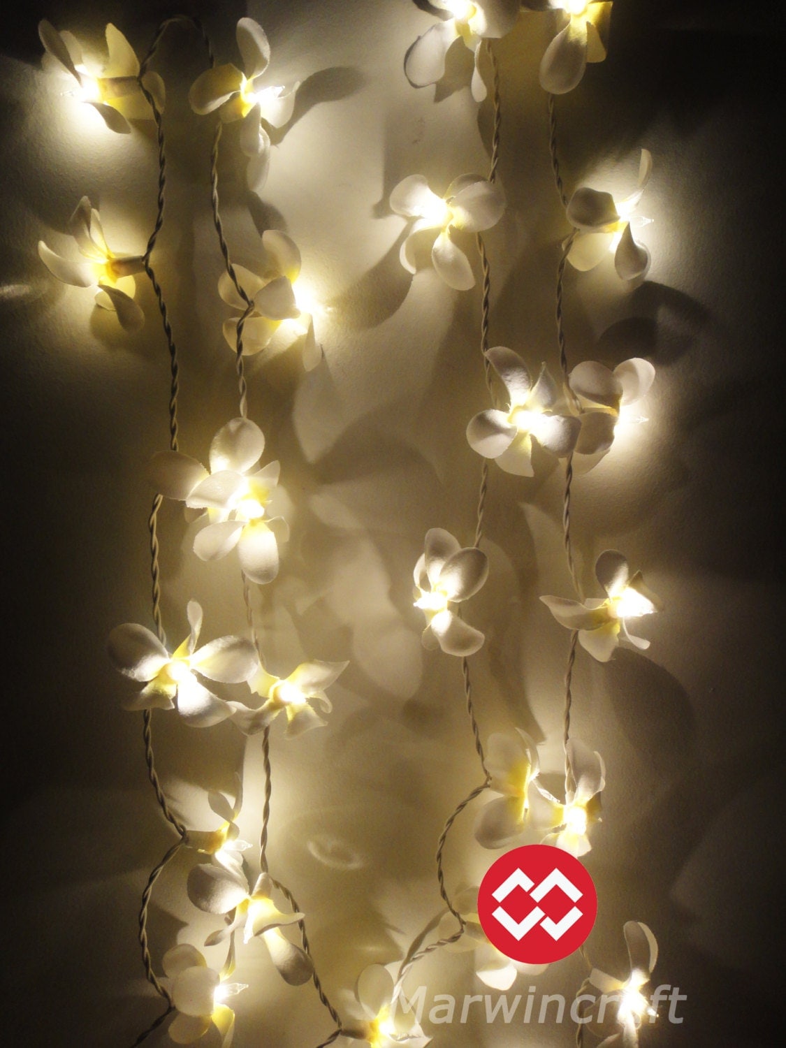 35 Globes White Frangipani Fairy Lights String Accent Floral