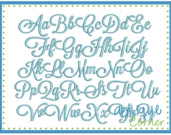 1022 Sunday Script Embroidery Font in bx, dst, jef and pes digital design for embroidery machine by Applique Corner