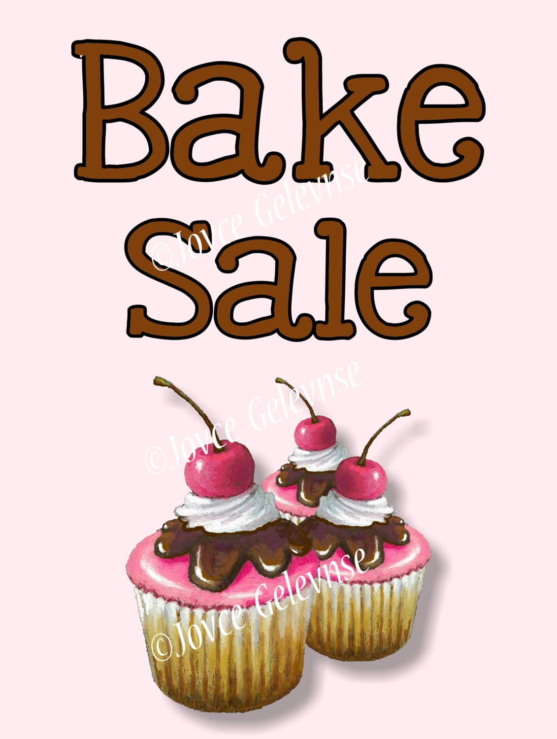 Printable Bake Sale Sign with Artwork of by ToadstoolPrintables