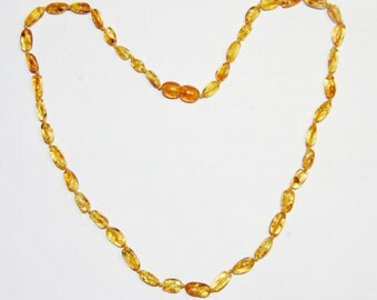 Baltic amber adult necklace honey - bright cognac color olive beads 41