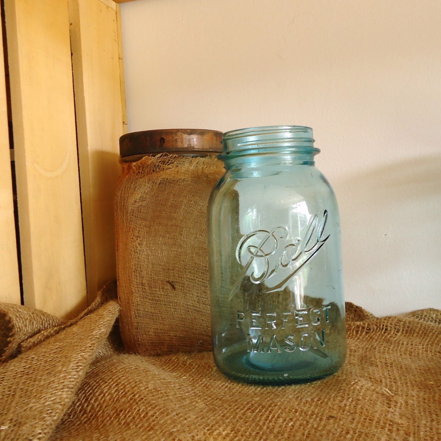collectible jar number 13 Blue Ball Perfect Mason blue