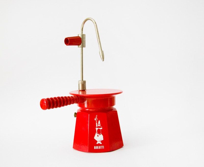 Vintage Italian Stove top Milk Steamer Bialetti RED