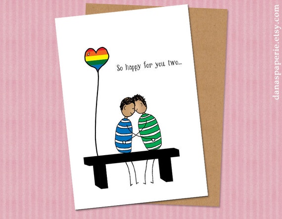 Items Similar To Gay Happy Wedding Card Gay Happy Engagement Card