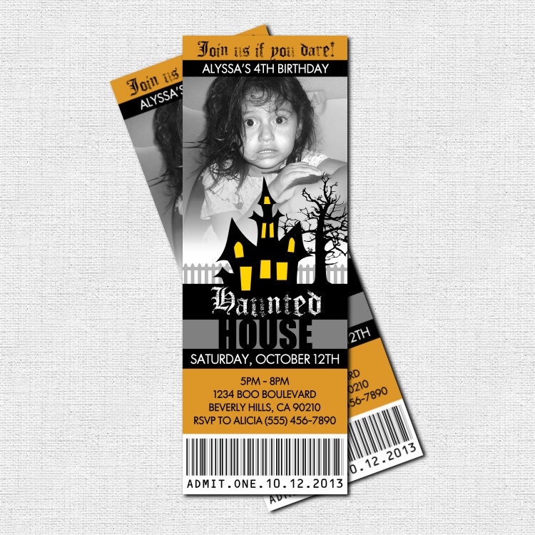 Halloween HAUNTED HOUSE TICKET Invitations print your own