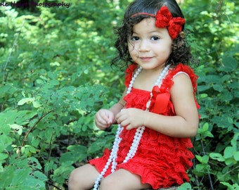 Petti Romper - Lace Romper - Red Romper - Girls Romper - Baby Romper - Ruffle Romper - Lace Dress - Baby Outfit