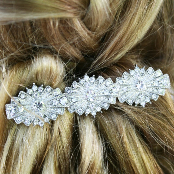 ART DECO Hair clip Rhinestone Vintage by