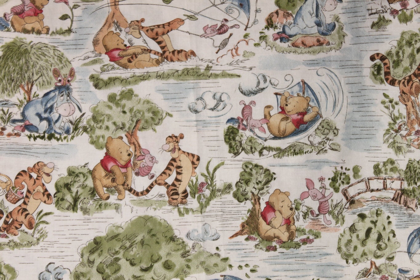 Vintage Winnie the Pooh Quilting Cotton Fabric Disney 1/2 yard