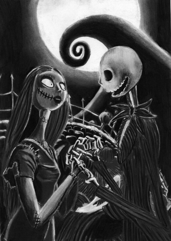 Nightmare Before Christmas Print Jack and Sally Halloween