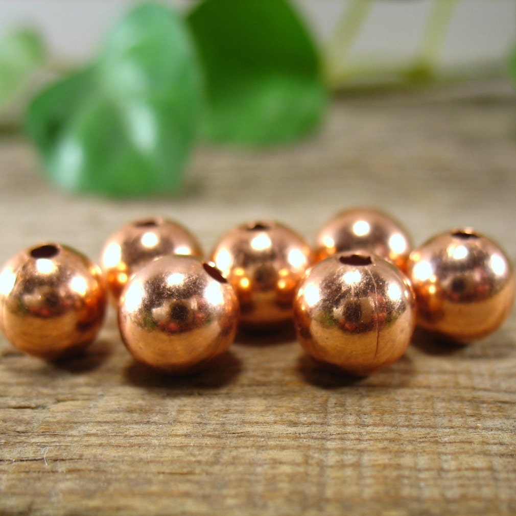 Copper Beads 8mm 10 pcs R1153 Copper Beads Smooth Round
