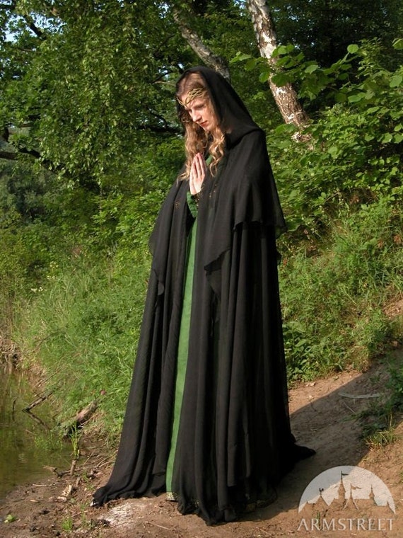 Black Mysterious Magic Fantasy Cloak