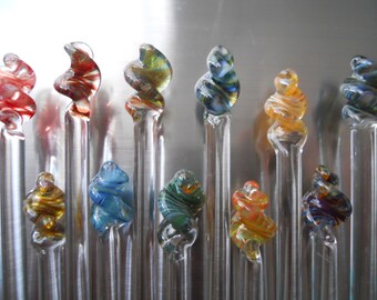 Pyrex Glass Swirl Top Knitting Needles- ***Now Available in 3 Different Sizes****
