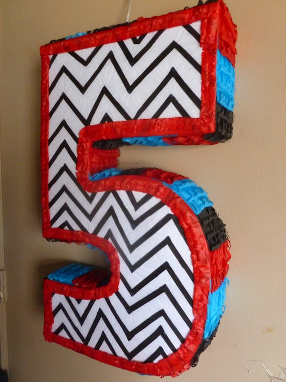 Number Five Pinata with Chevron Pattern by pinatarte1 on Etsy