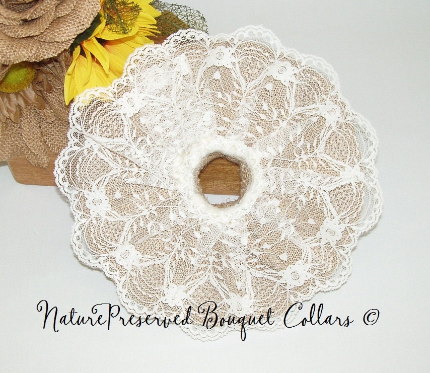 Handmade BURLAP and LACE Bouquet Collar for Sunflower