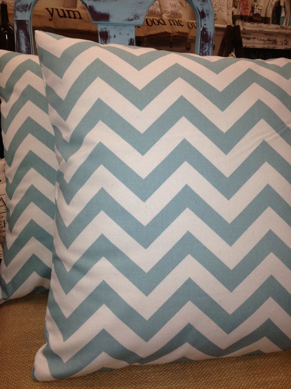 Items similar to Chevron Pillow Covers set of 2 18" Smokey Blue on Etsy