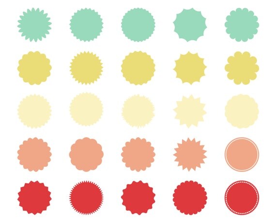 60% OFF SALE Digital Labels Clipart Mint Yellow Green Pink Red Printable Labels Clip Art Card Making Supplies png files Il_570xn