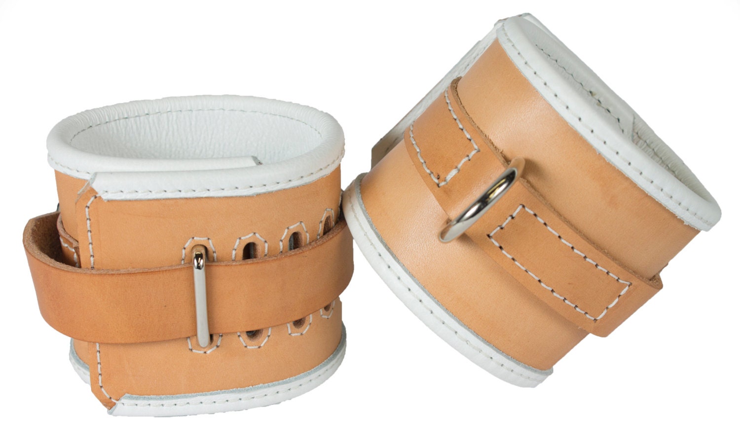 Handcuffs Leather Hospital Style Wrist Restraints Set Genuine