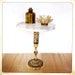 vintage marble topped side table pierced brass base hollywood regency