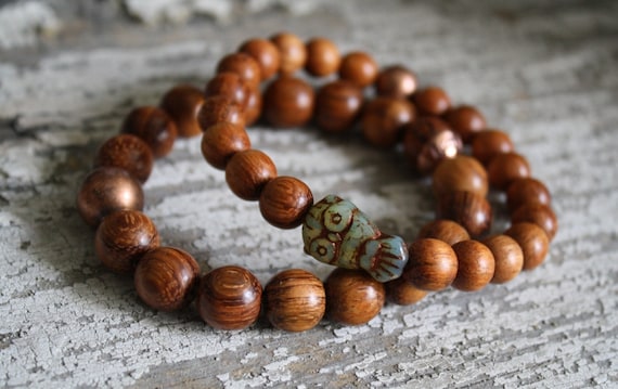 Items similar to Wood beaded bracelet/ owl jewelry/ owl bracelet