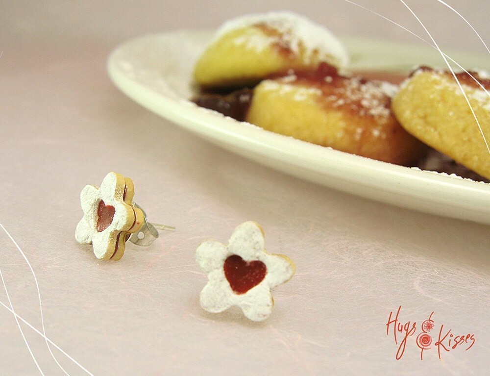 Tiny Jam Cookie Earrings Sugar Cookie Studs by HugsKissesMINI