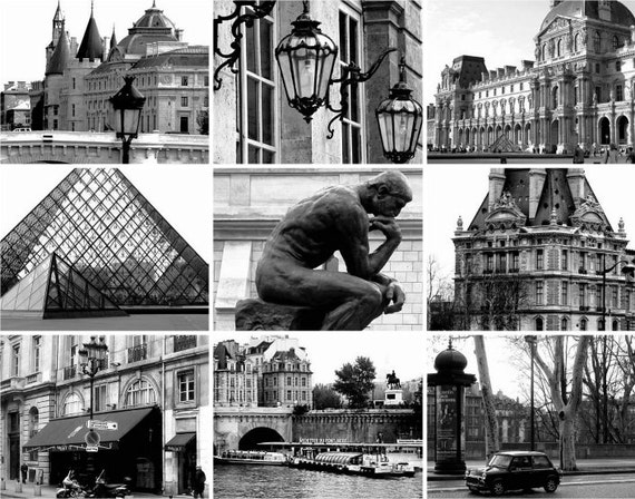 Items similar to Paris Photography - Paris Collage in Black and White ...