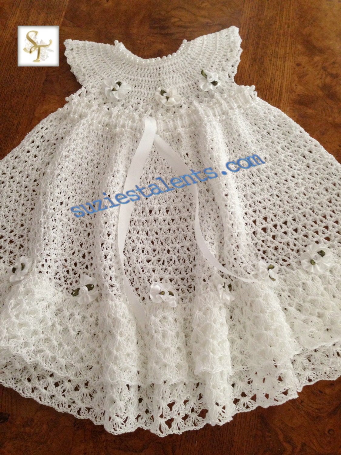 Baby Christening Dress Crochet Baby Blessing by SuziesTalents