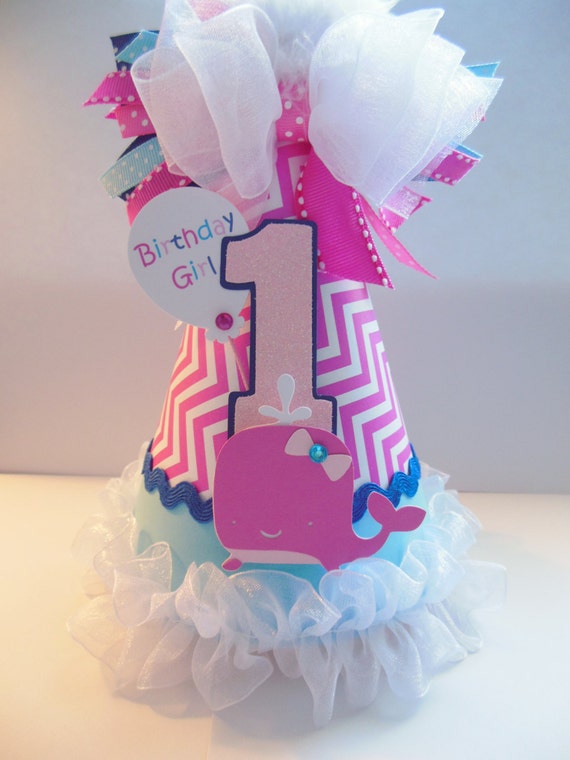 Candy Pink Chevron Under the Sea Birthday Party Hat Pink