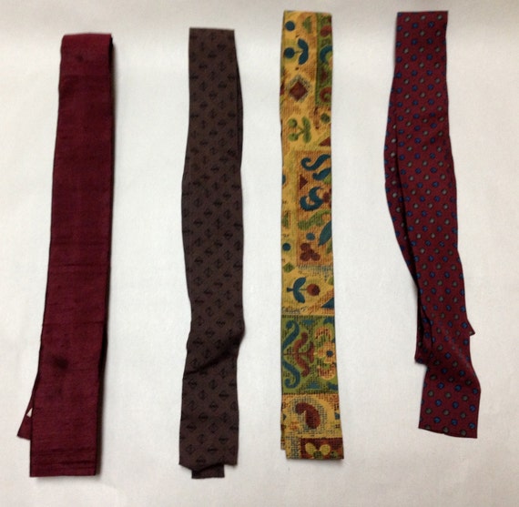 4 ERNST SQUARE END Straight Bottom Skinny Necktie Tie Rare