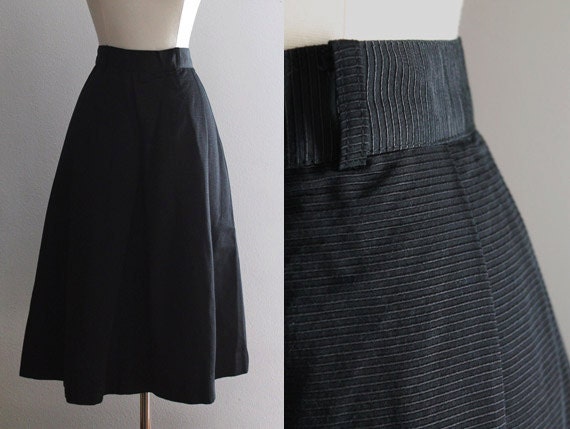 1950s Black Skirt / Vintage 50s 60s Rayon by SavvySpinsterVintage