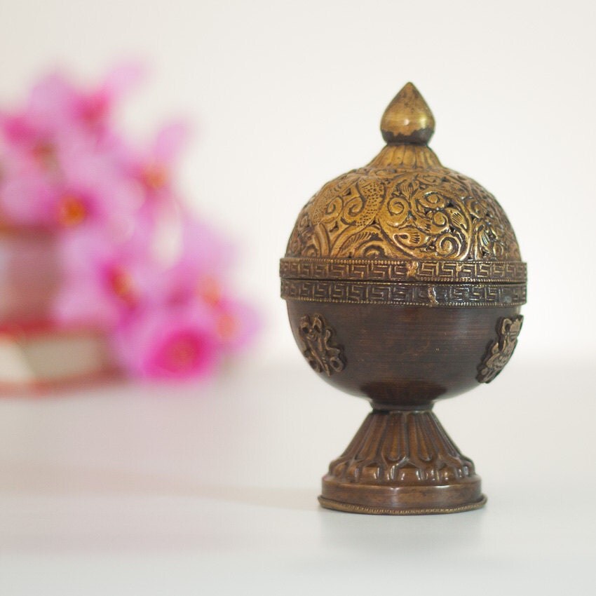 Brass Incense Burner / Lantern Vintage Indian Lamp / Candle