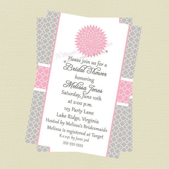 Printable Grey and Pink Bridal Shower Invitation Il_570xn