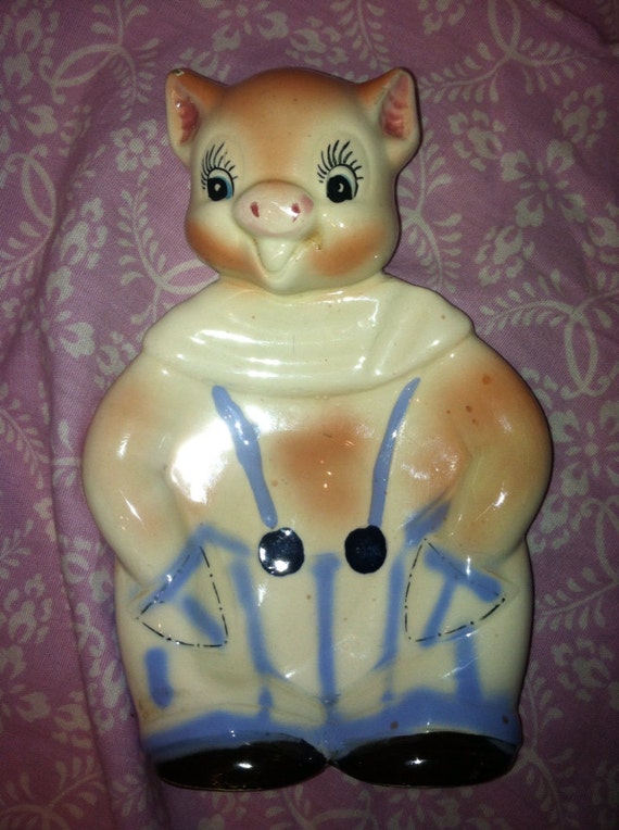 Vintage Pig Ceramic Standing Spoon Rest Spoonrest