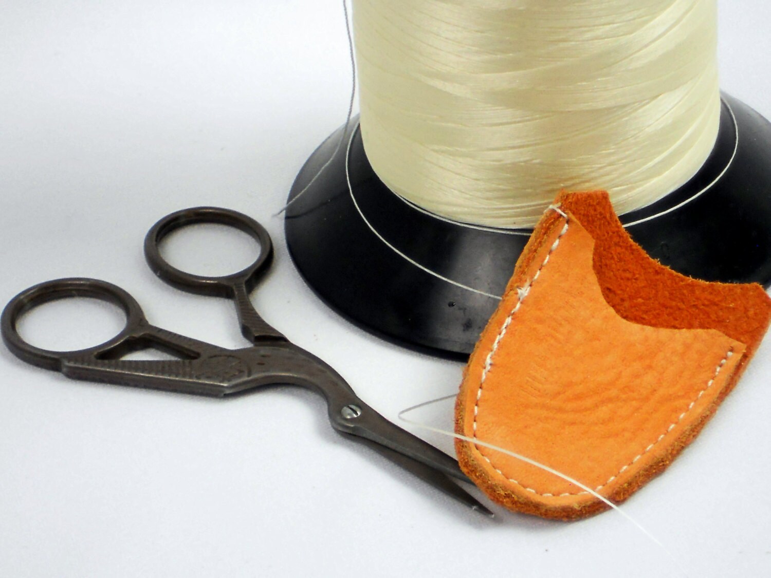 Leather THUMB Thimble Apricot Leather Handmade Thimble