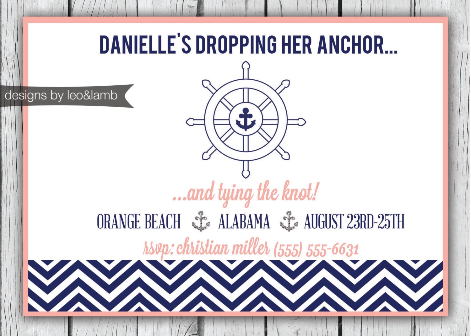 Nautical Bachelorette Party Invitation Printable File 5x7