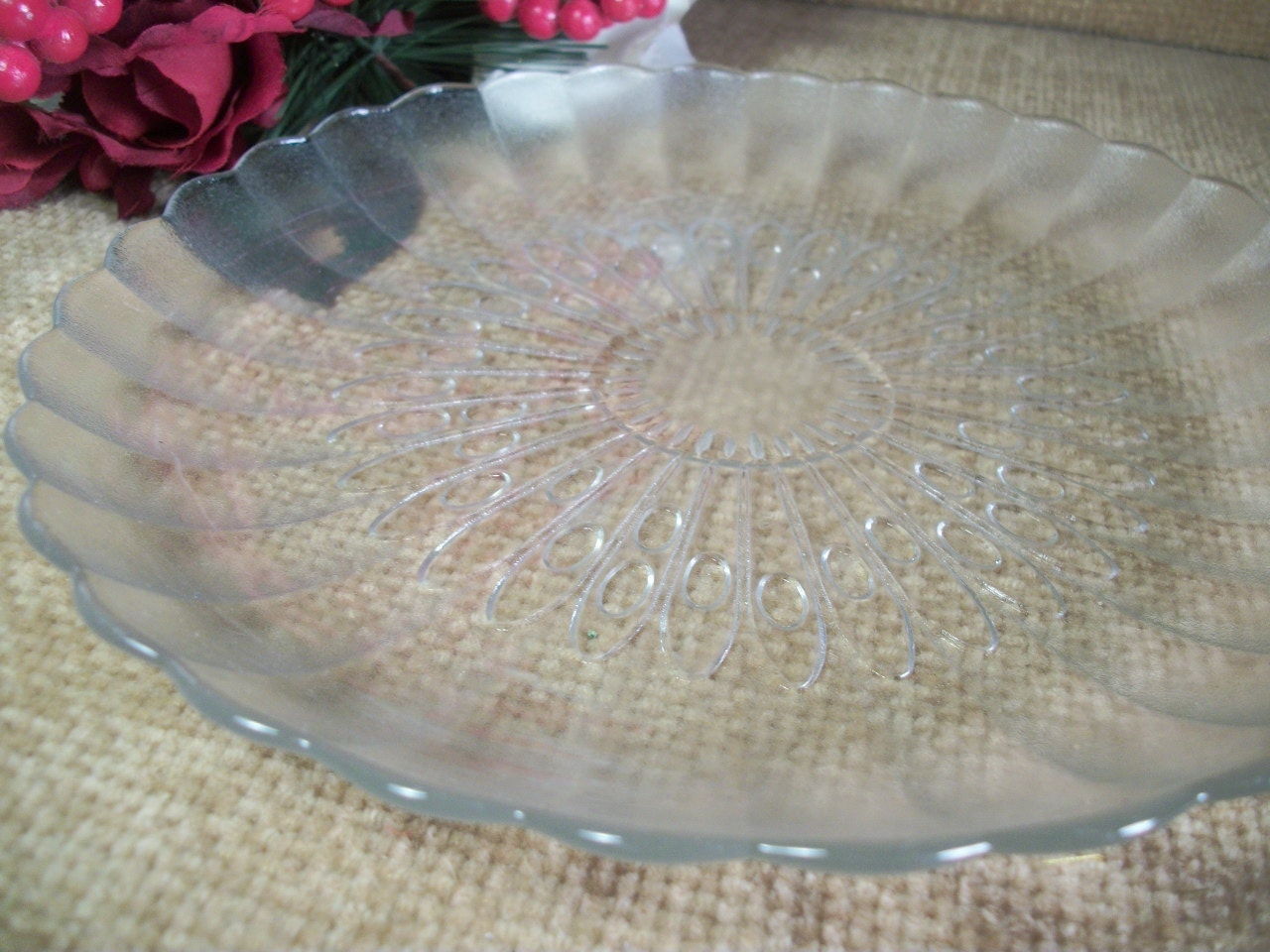 Plate Clear Frosted Glass 8 Dessert Dish Serving Tray