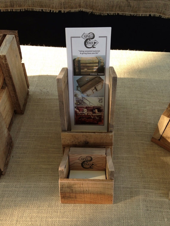 Pallet business card/brochure holder repurposed