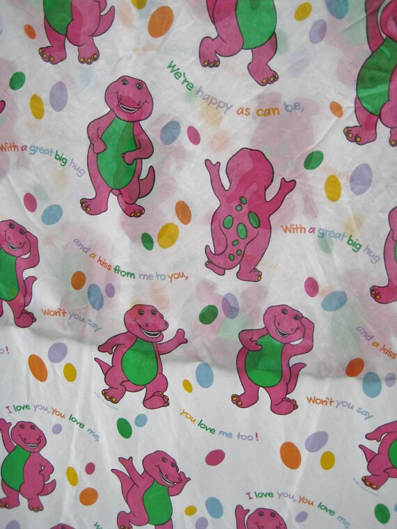 RESERVED Vintage Barney Bedding Twin Size Flat Sheet Purple