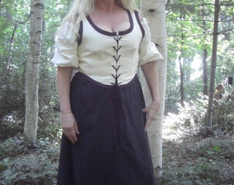 Handsewn Women's Renaissance Bodice Ivory Custom Order to Fit Cosplay LARP