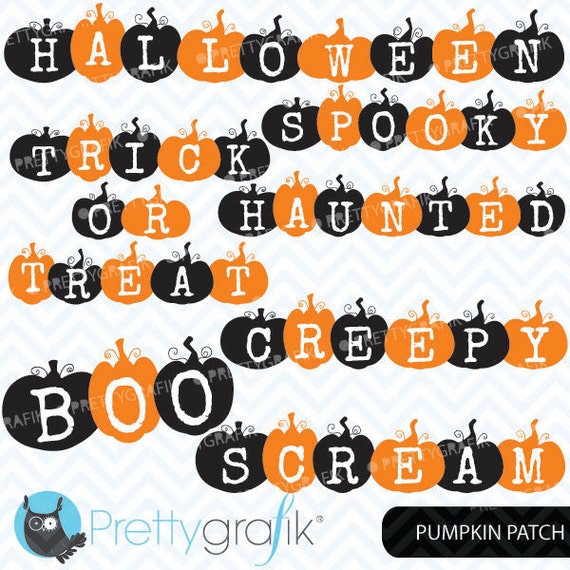 pumpkin halloween words clipart, commercial use, vector graphics, digital clip art, digital images - CL571 Il_570xn