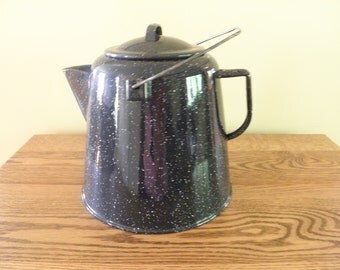 Blue and White Granite Coffee Pot