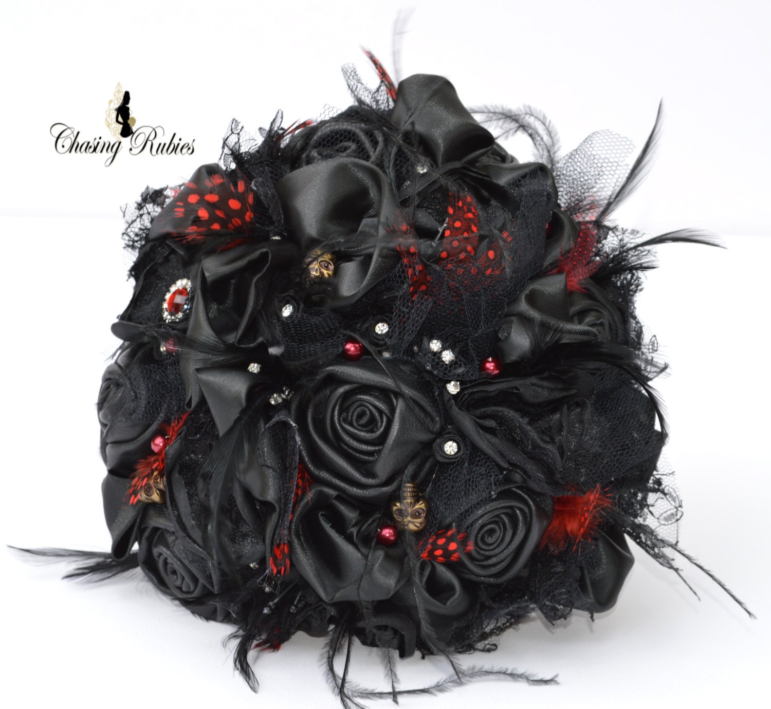 Black Leather Bouquet Gothic wedding bouquet Day of The Dead